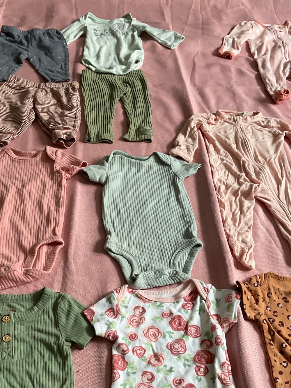 Carter's Ribbed Short-Sleeve One-Piece Bundle — Sage Green and Pink Options